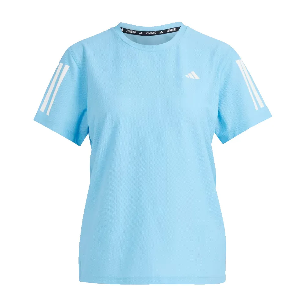 Comfortable texture adidas Own The Run Short Sleeve Women's Running Tee - Semi Blue Burst