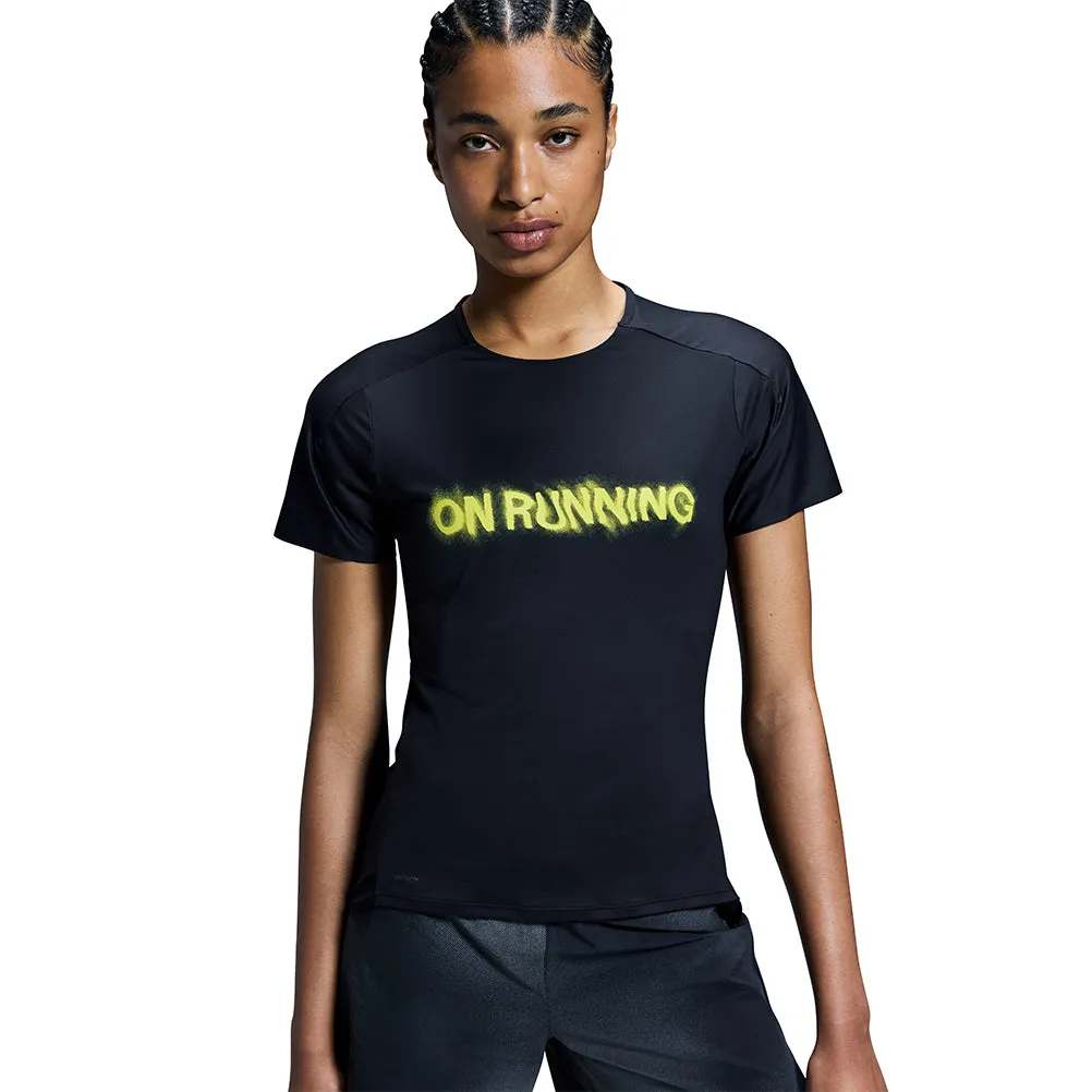 Smart Fit Slim Fit Wear On Running Performance Lumos Short Sleeve Women's Running Tee - Black