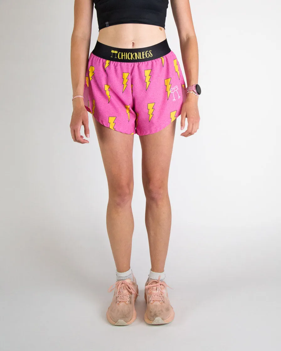 Women's Pink Bolts 4" Split Shorts Chill Flex scarf