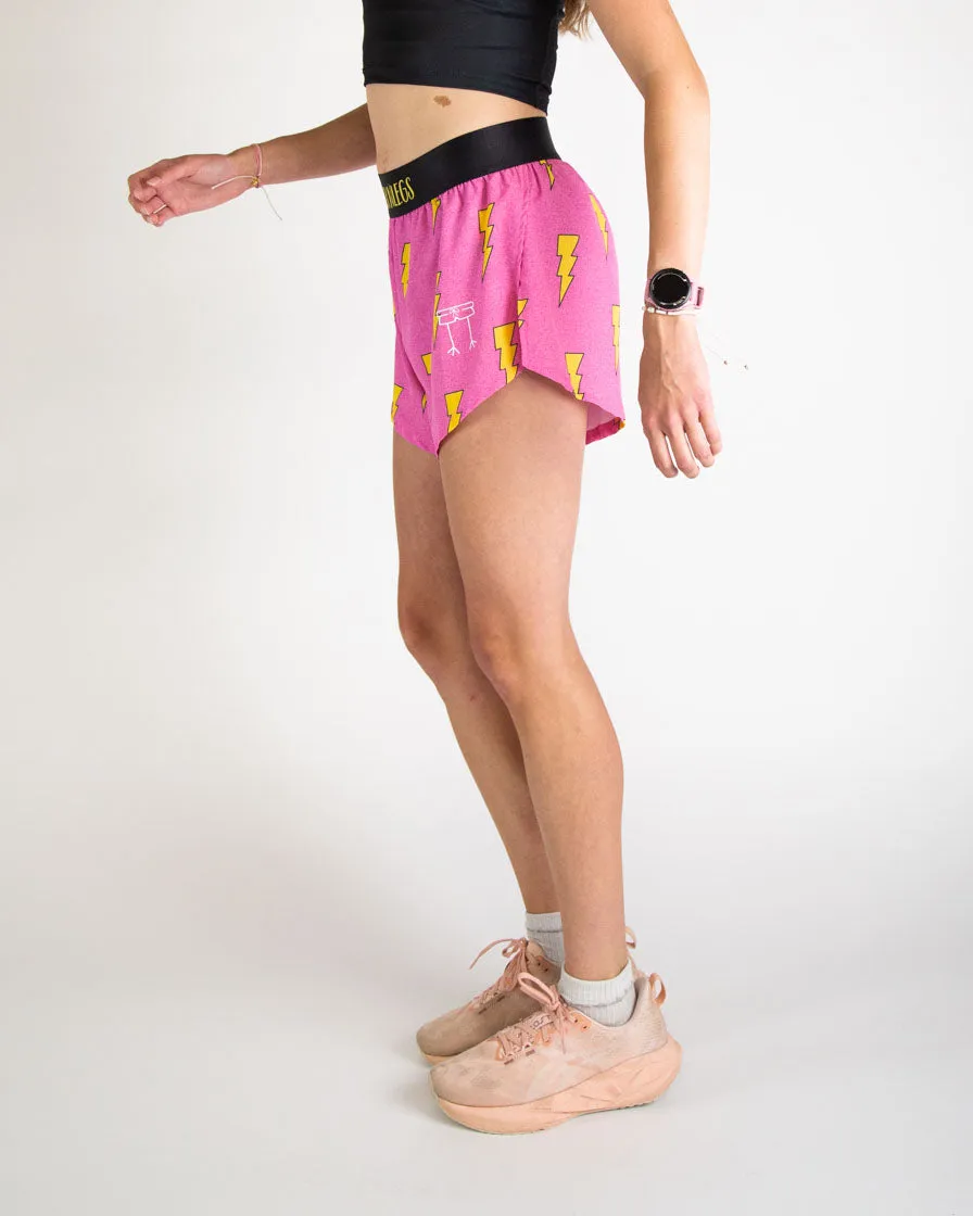 Women's Pink Bolts 4" Split Shorts surfing attire Freestyle Comfort