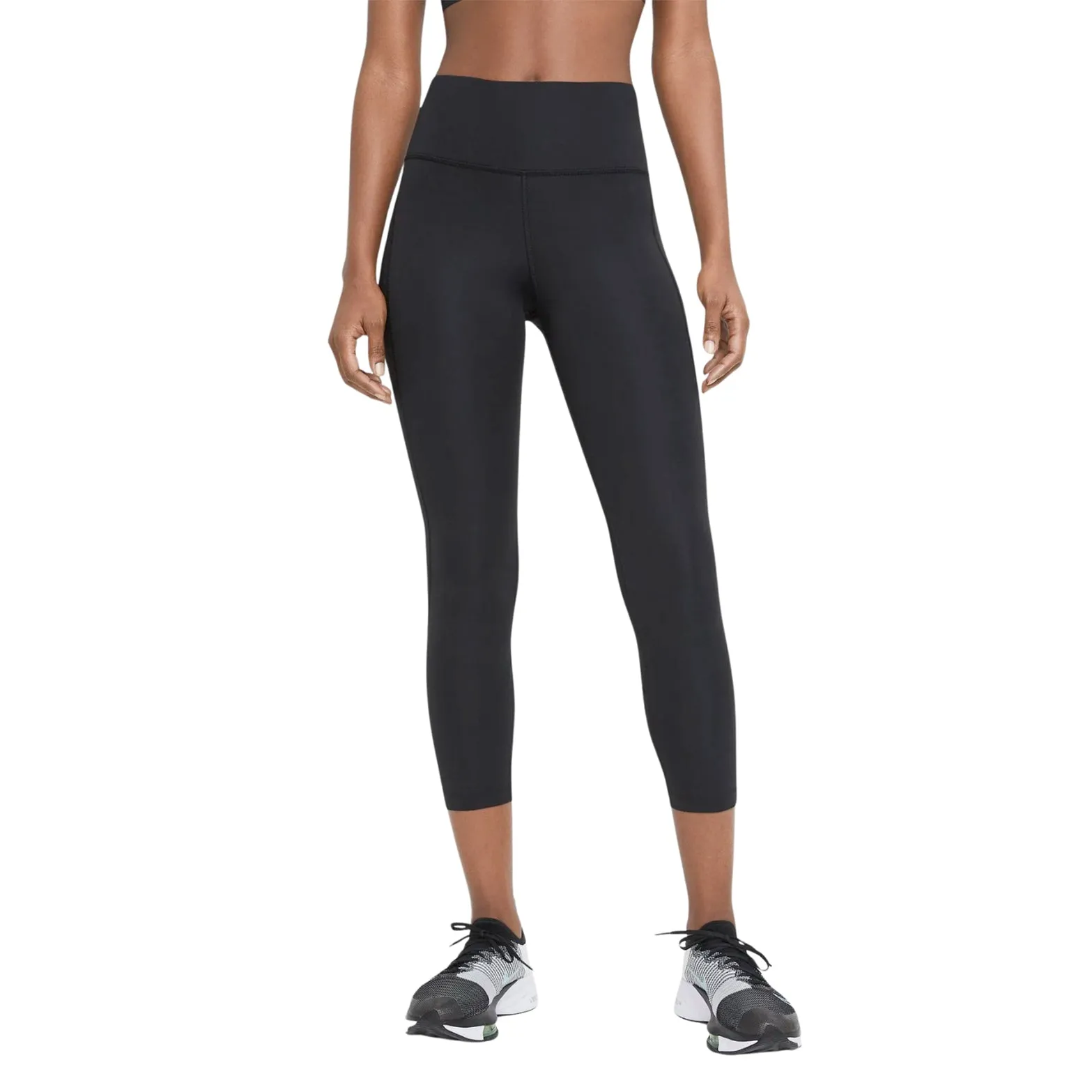 Nike Women's Fast Mid-Rise Crop Running Tights Black Sporty Style Trendy Layer