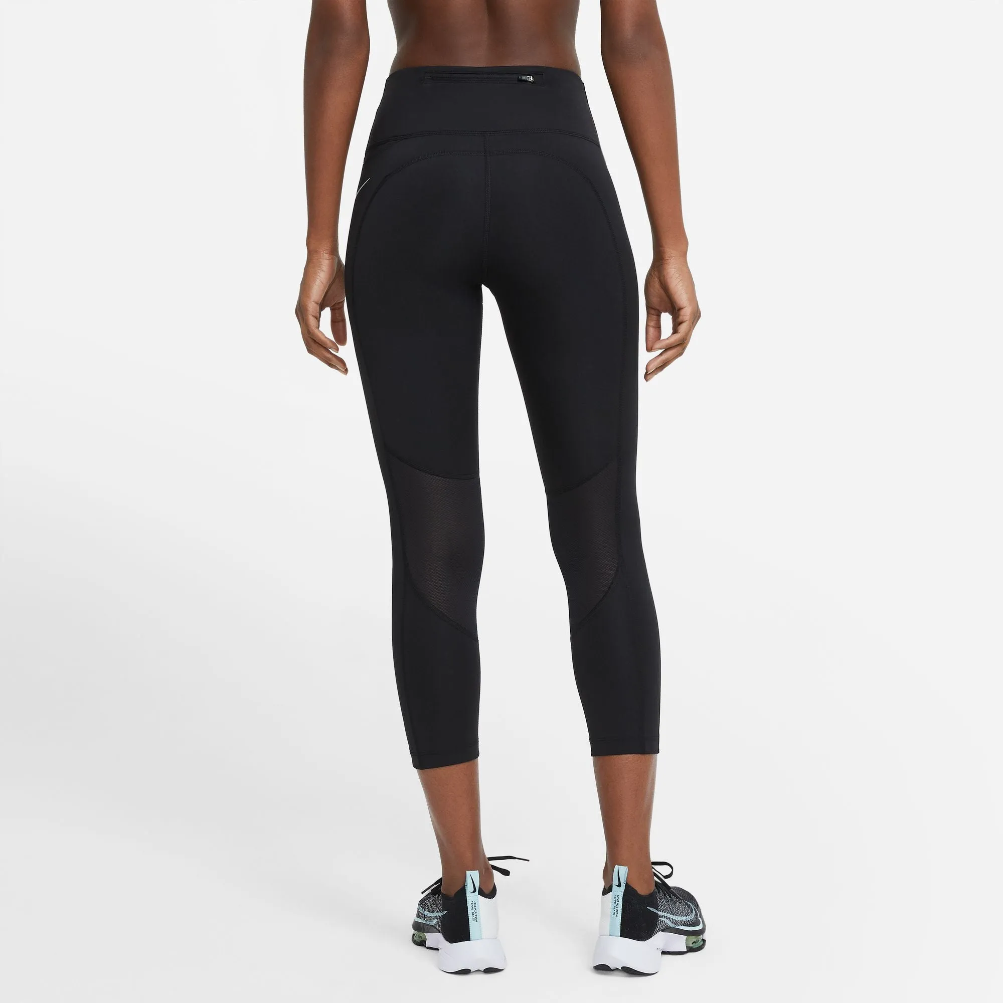 Double Layer Minimalist Style Nike Women's Fast Mid-Rise Crop Running Tights Black