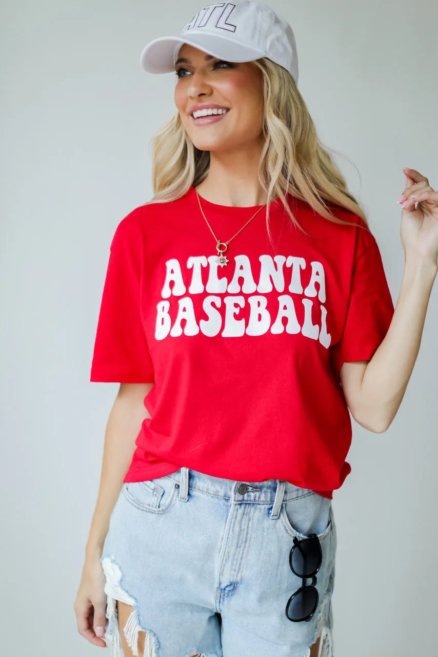 Chilly Day Essentials Red Atlanta Baseball Tee