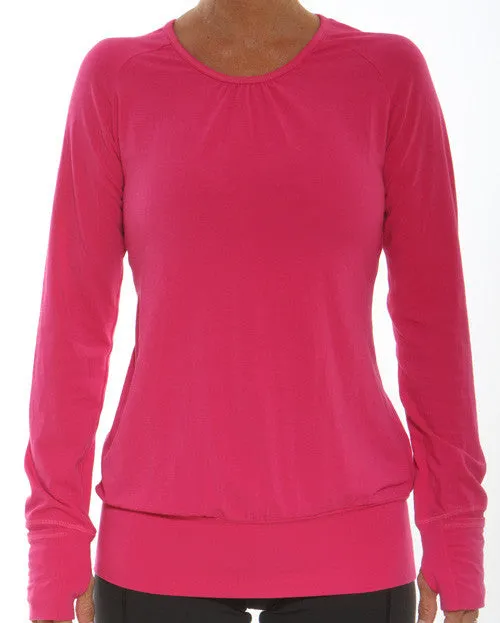 Comfy Waistband Cerise Performance Lifestyle Gathered Neck Daily Style Trend Fashion-Forward Fit