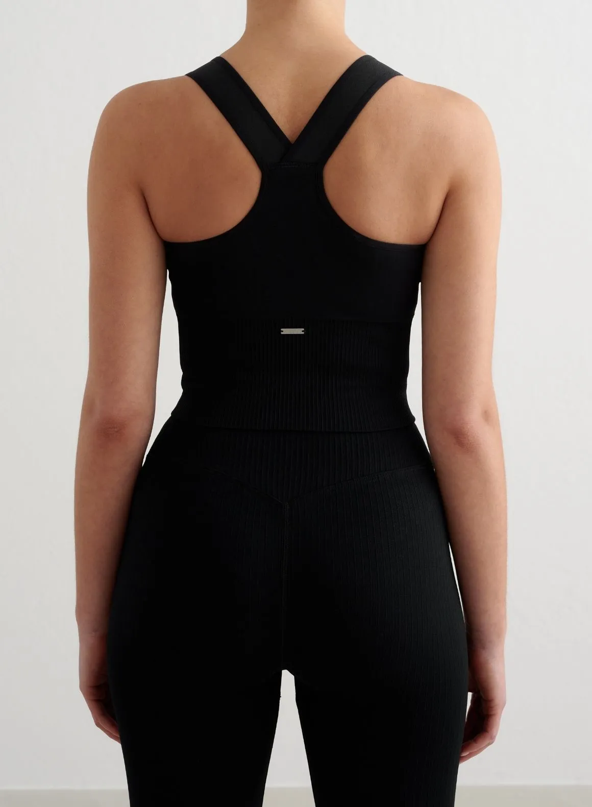 Black Ribbed Seamless High Support Bralette Double Stitched Hems