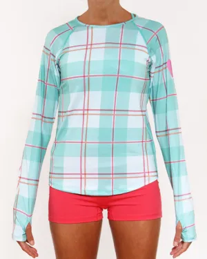 Caribbean Plaid Long Sleeve Performance Top Quick Wear Perfect Style Versatile Performance