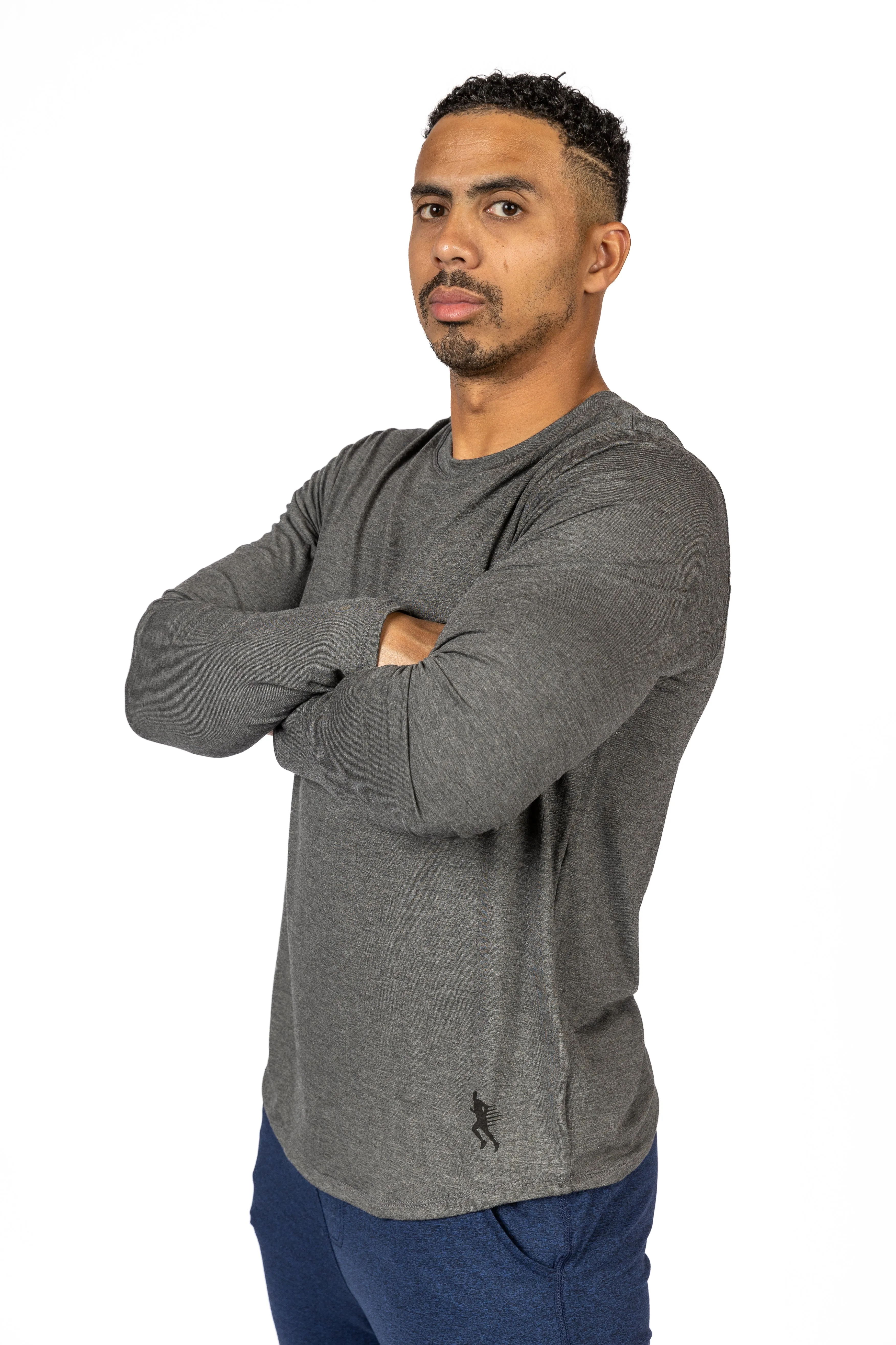 print design LONG SLEEVE TEE -  CHARCOAL - THE TAPER