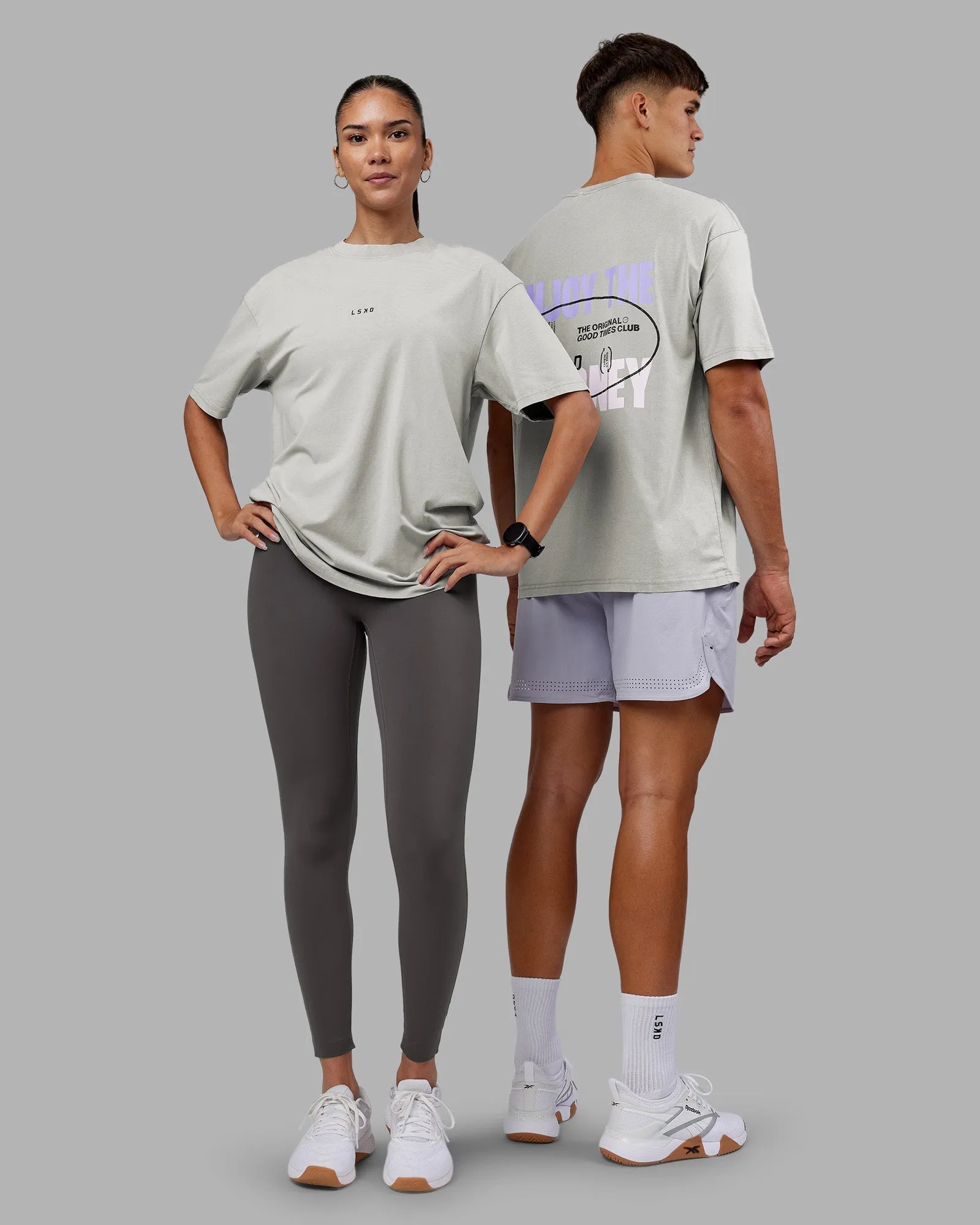 Be Yourself FLXCotton Tee Oversize - Circular Grey Washed-Violet Active Style Relaxing Fit