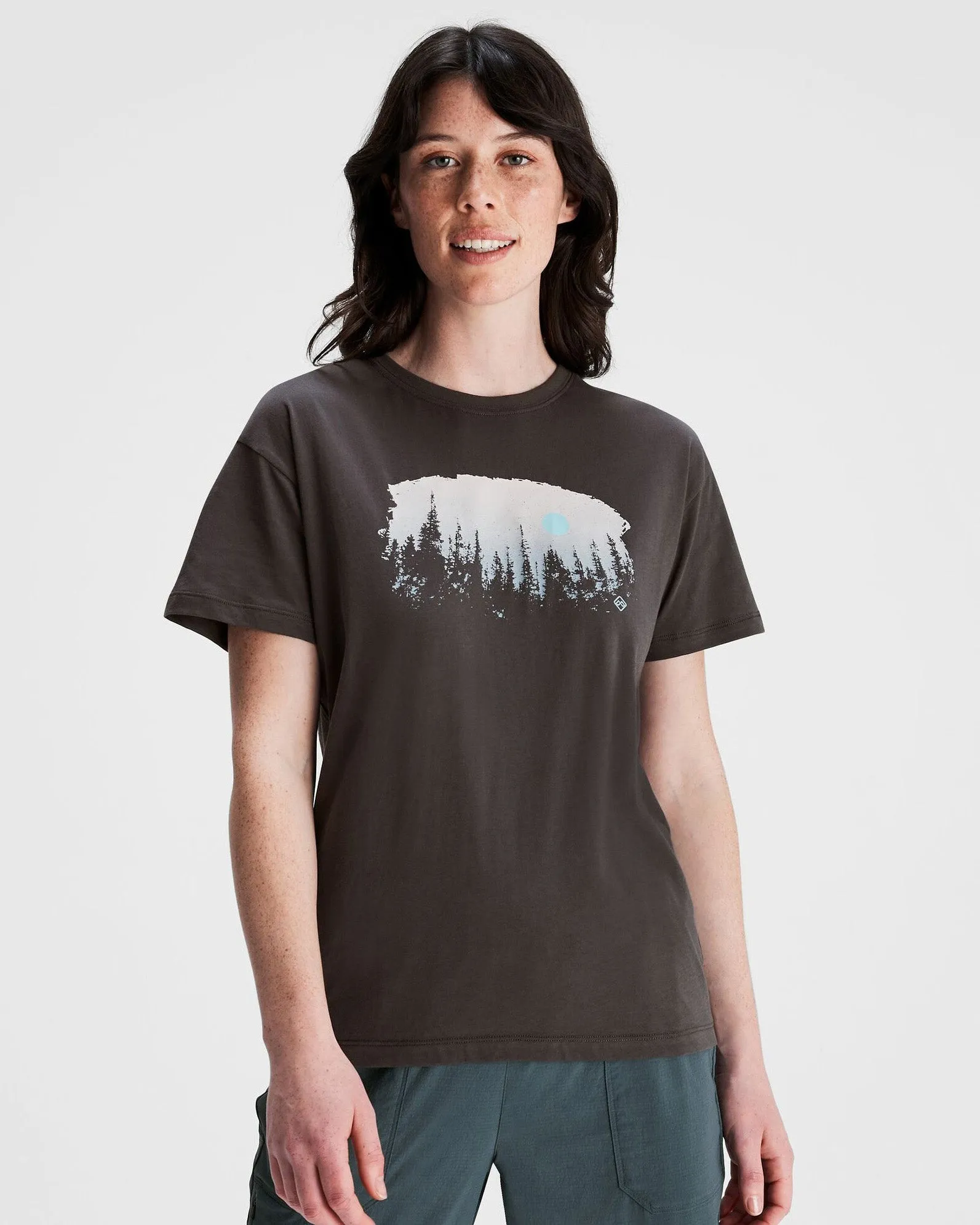 Low Impact Manufacturing Essential layering piece Women's Tree Line Organic Cotton T-shirt - Shale