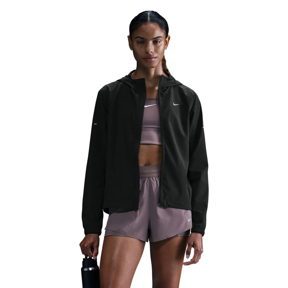 waterproof foldable Women's Swift Repel Packable Running Jacket Black