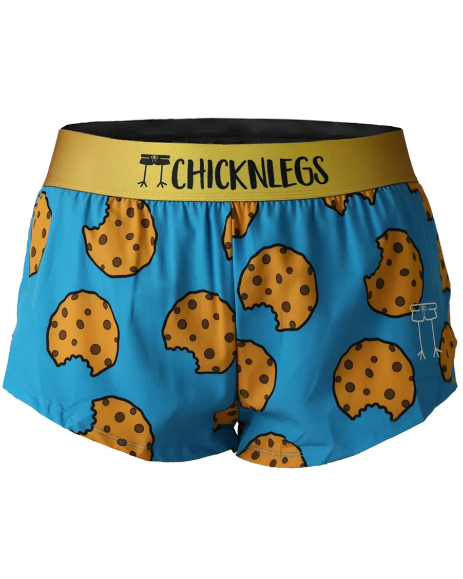 Women's Chocolate Chip Cookies  1.5" Split Shorts Sleek Waist Layered Panel Design