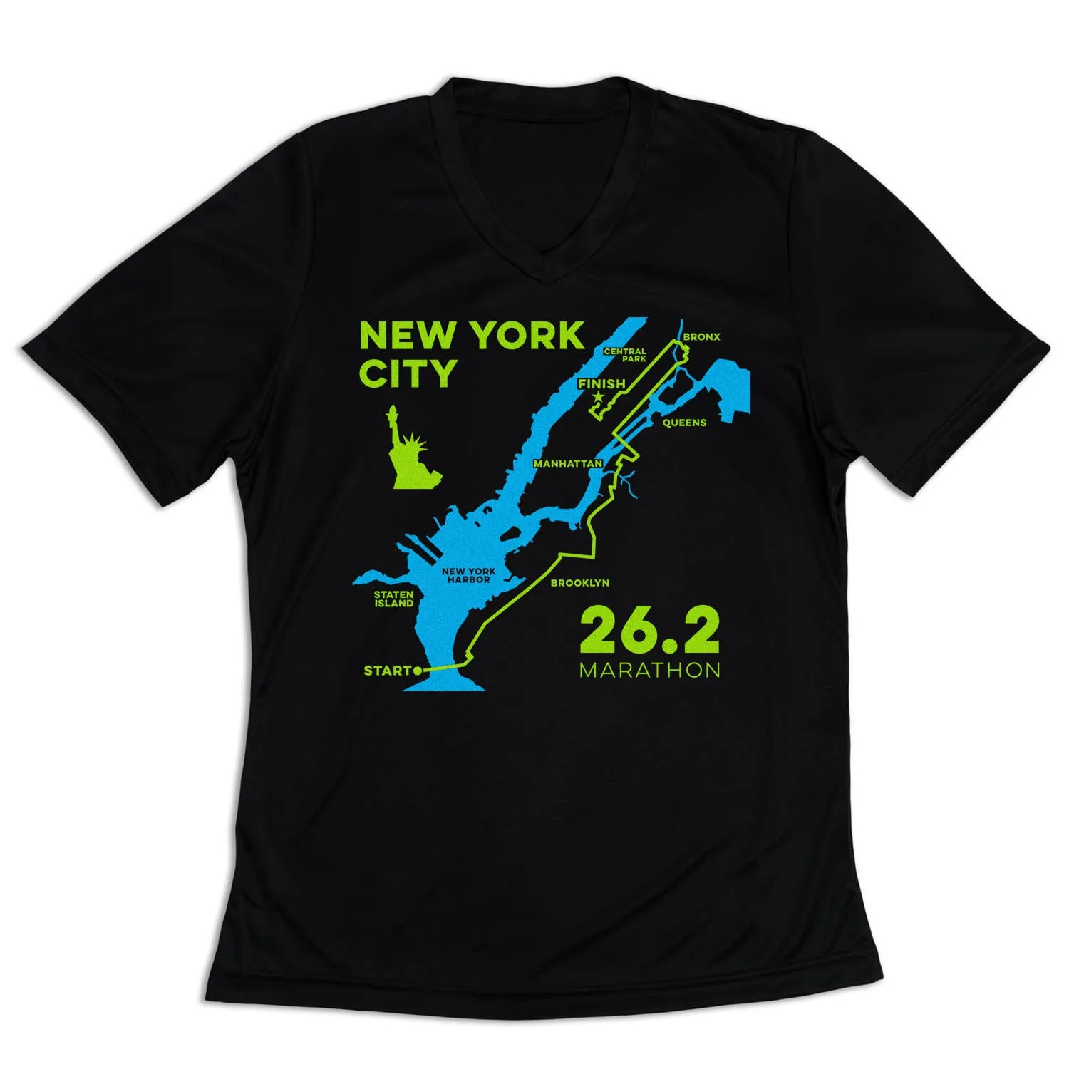 Women's Short Sleeve Tech Tee - New York City Route Bold Statement Flexible Neckband