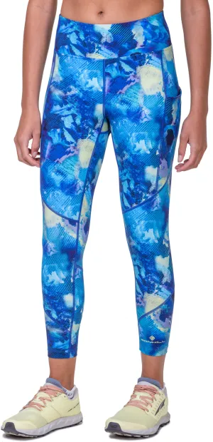 Ronhill Tech Womens 7/8 Running Tights - Blue Double Layer Airport Travel Compression Support Travel Enthusiast