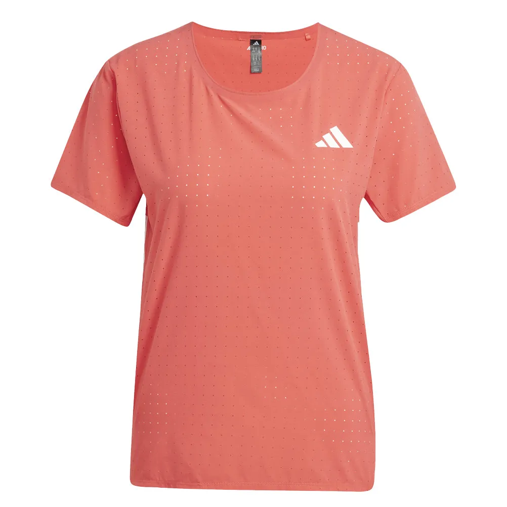 Cozy Essentials Chic Comfort Wear adidas Adizero Short Sleeve Women's Running Tee - Semi Lucid Red