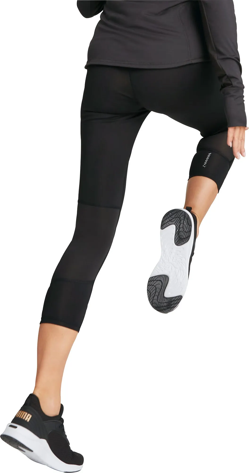 All Season Maternity Wear Rib Knit Puma Favourite 3/4 Capri Womens Running Tights - Black