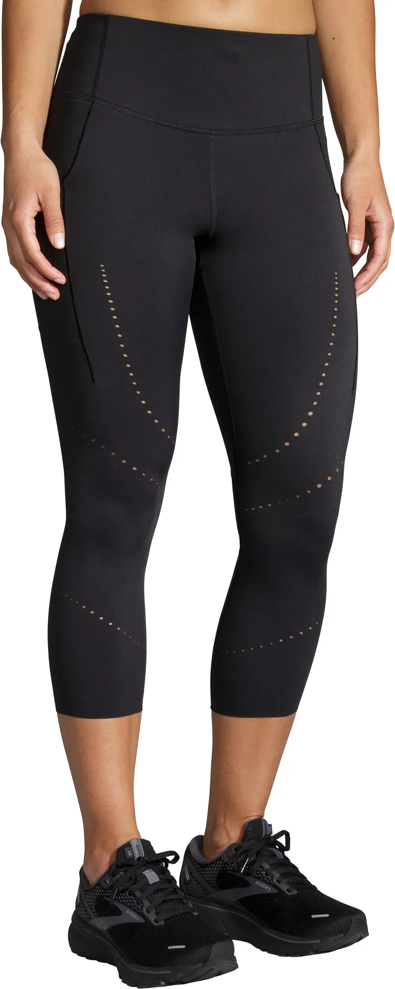 Brooks Method 3/4 Capri Womens Running Tights - Black Anti Odor Evening Walk