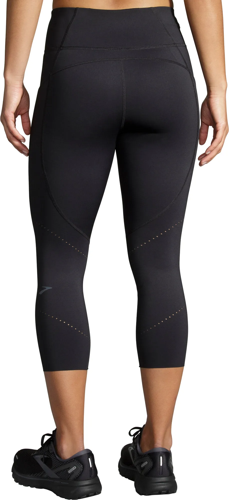 Brooks Method 3/4 Capri Womens Running Tights - Black Cycling Trip High Waist Wrinkle Resistant Luxury Choice