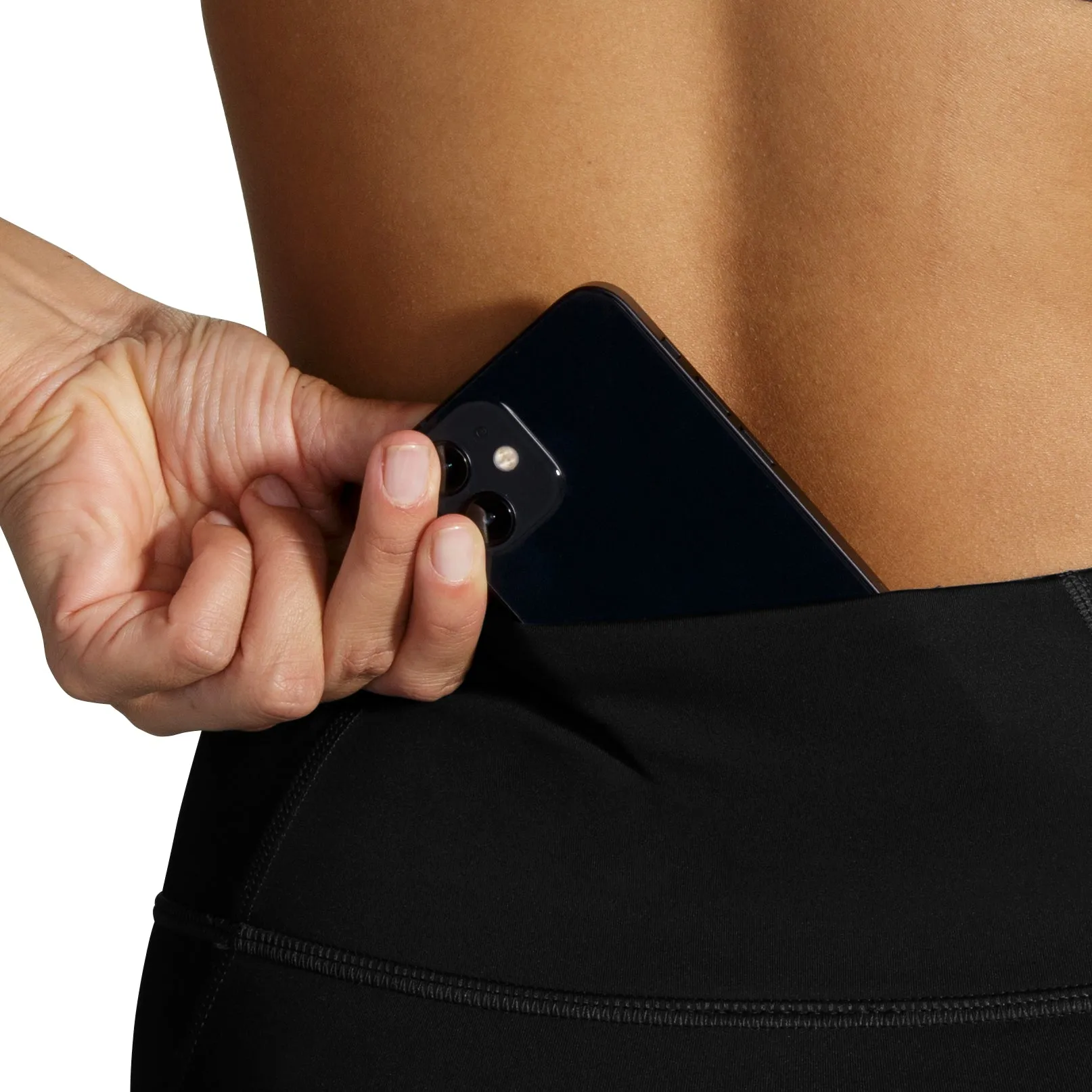 Brooks Method 3/4 Capri Womens Running Tights - Black Odor Resistant Treatment Four Way Stretch Fabric