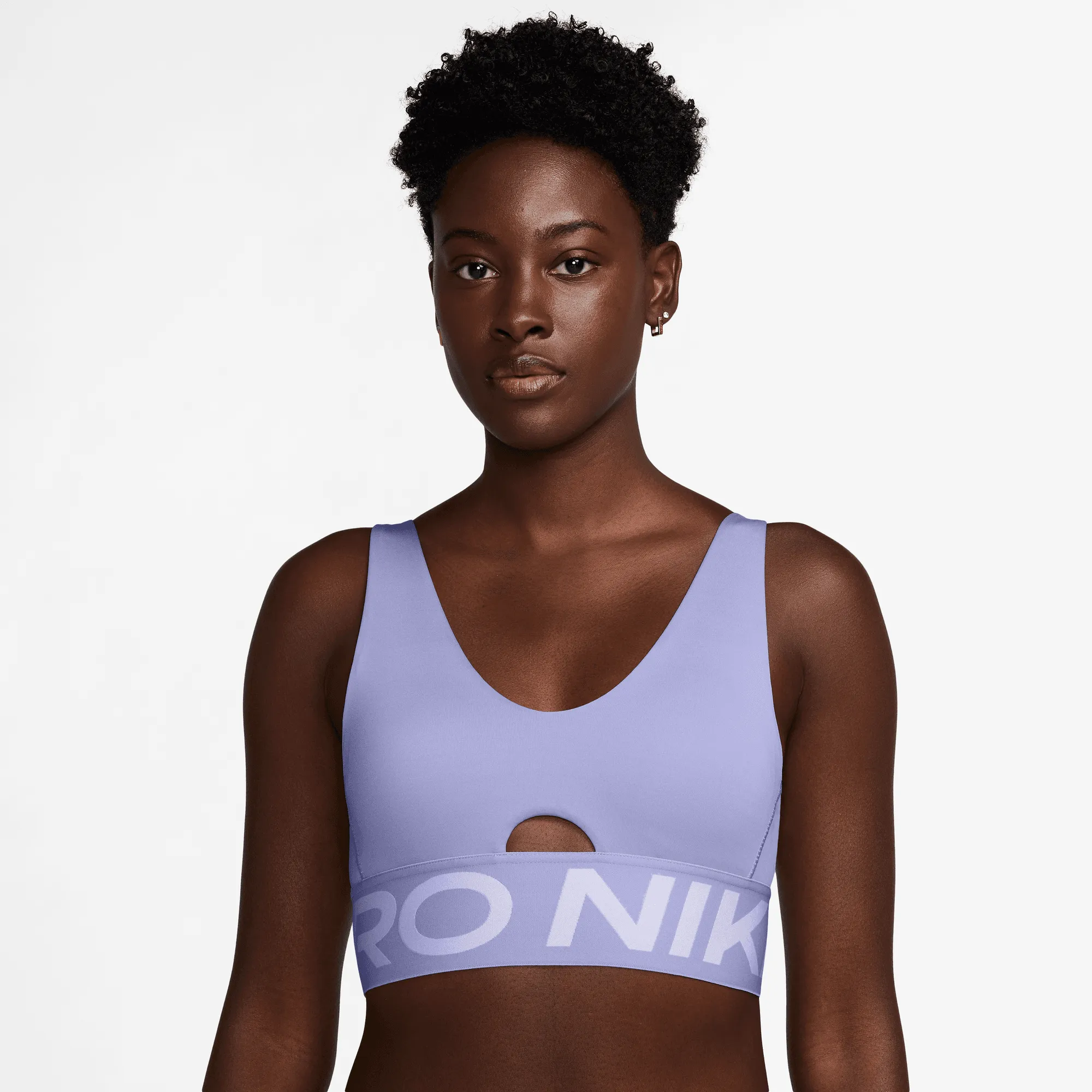 Women's Pro Indy Plunge Women's Medium-Support Padded Sports Bra (533 - Lilac Ice/Amethyst Tint/White) Soft Structure Shape Retention