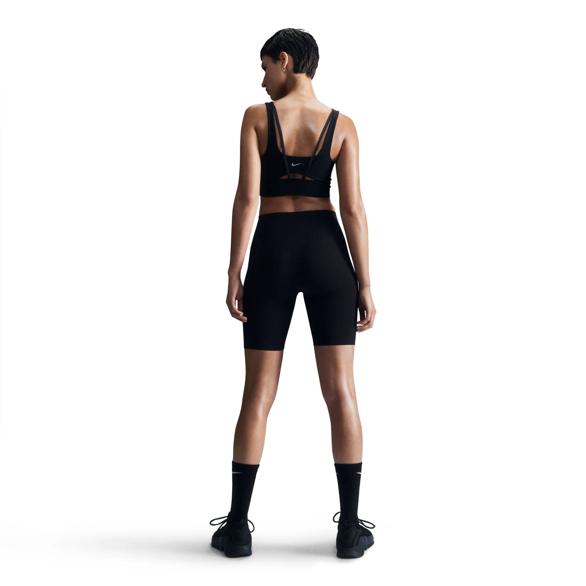 Women's Dri-FIT Zenvy Medium Support Longline Sports Bra Light Black / Sail Stretchy Material Lightweight Support