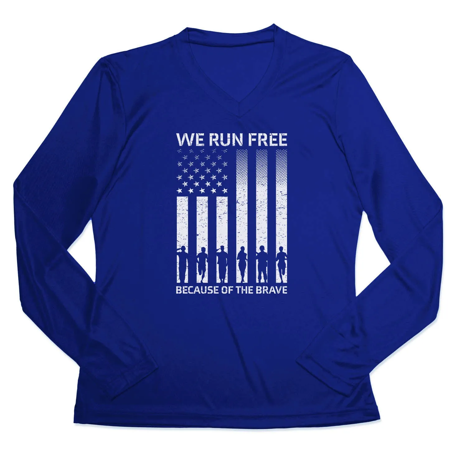 Low Profile Collar Women's Long Sleeve Tech Tee - Because of the Brave