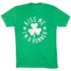 Running Short Sleeve T-Shirt - Kiss Me I am a Runner Shamrock Low carbon footprint
