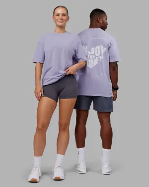 Comfortable Look Light and Cozy Heart FLXCotton Oversized Tee - Washed Violet Ray-White