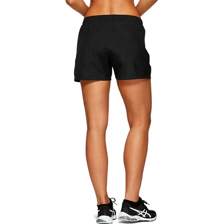 Asics Women's Silver 4 Inch Short Black WaterResistant Coating Summer Outerwear