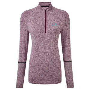 Essential Clothing Ronhill Life Night Runner Halfzip Long Sleeve Women's Running Top - Grape Marl/Jade