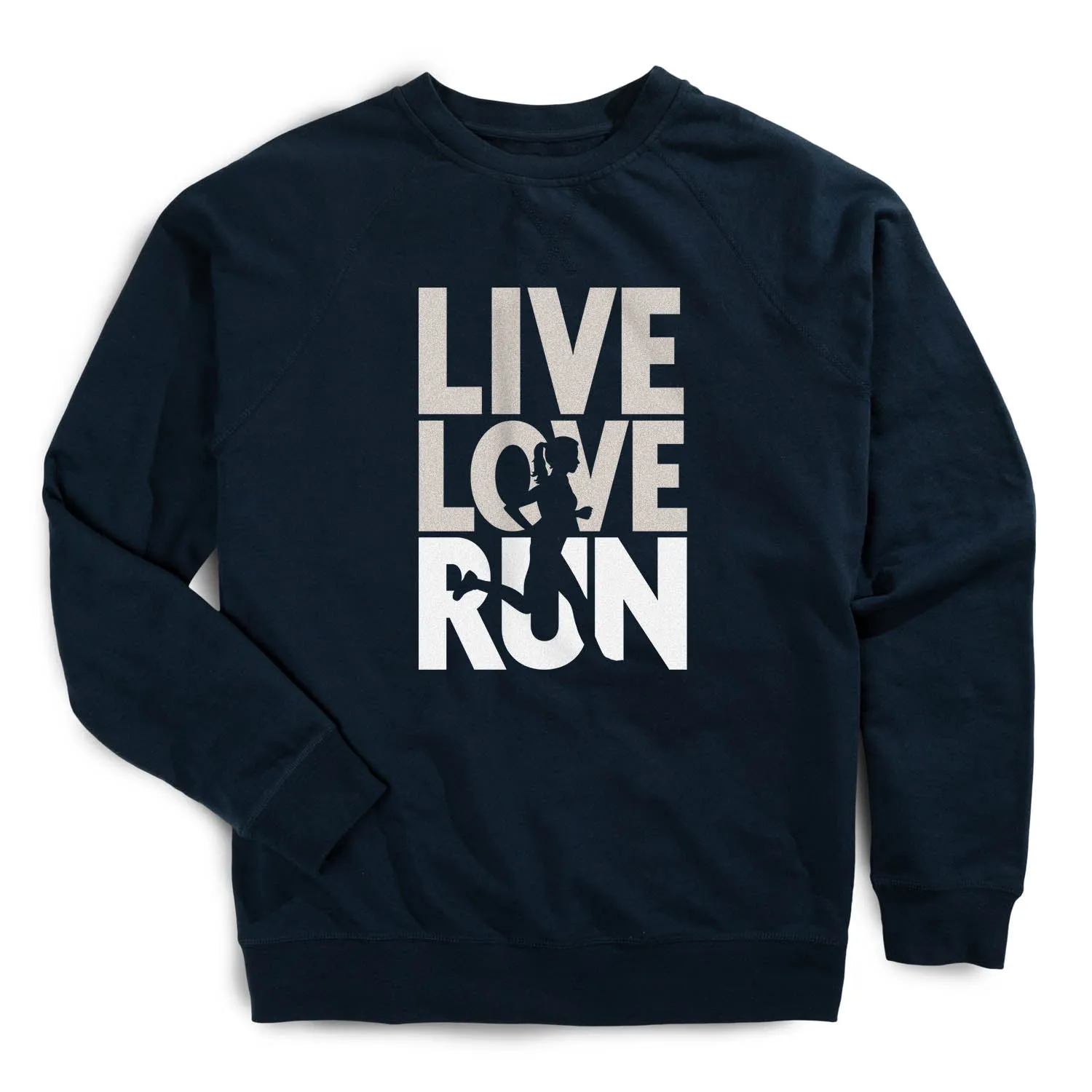 Running Raglan Crew Neck Pullover - Live Love Run Silhouette Desert Heat