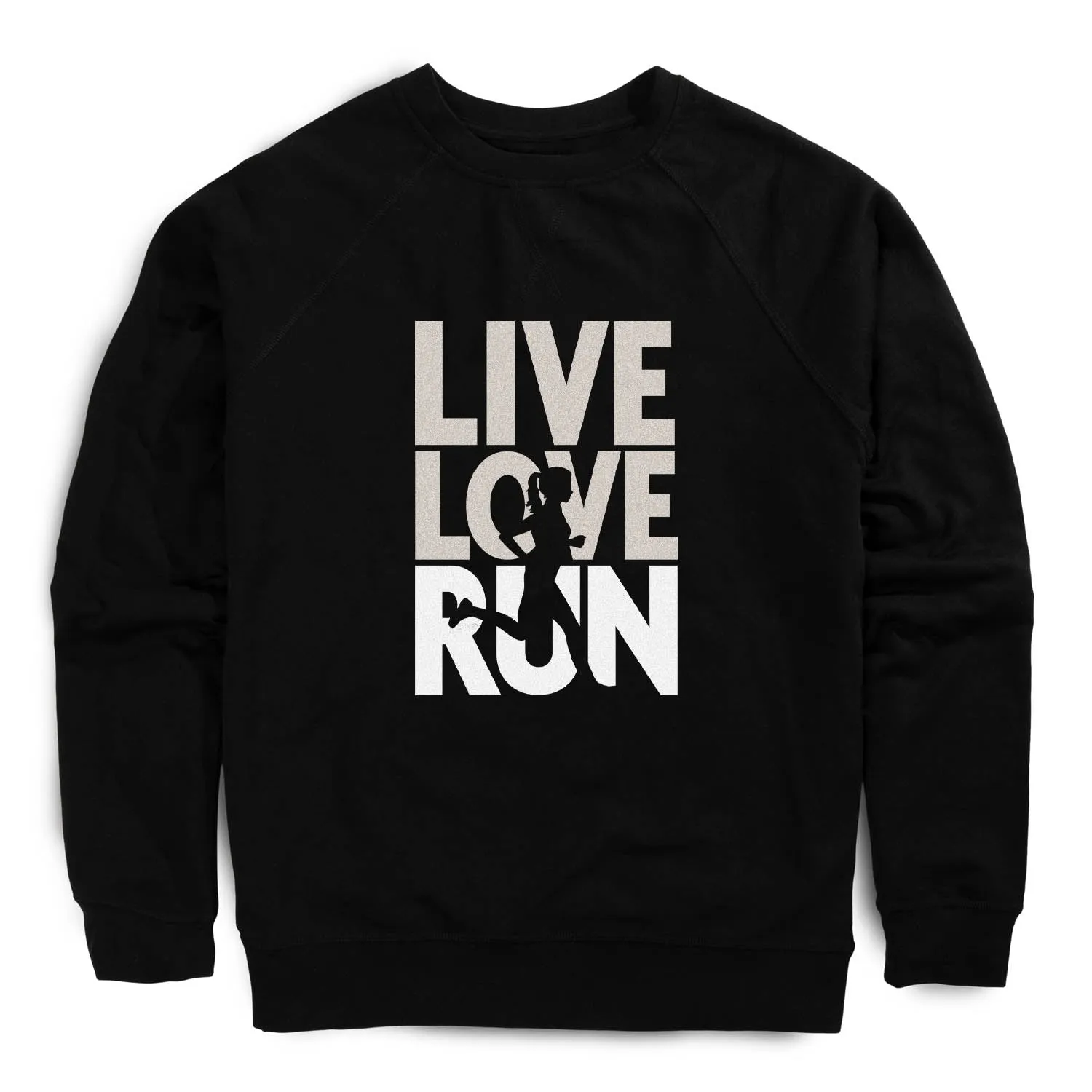 Running Raglan Crew Neck Pullover - Live Love Run Silhouette Comfortable clothing AntiFadeTechnology