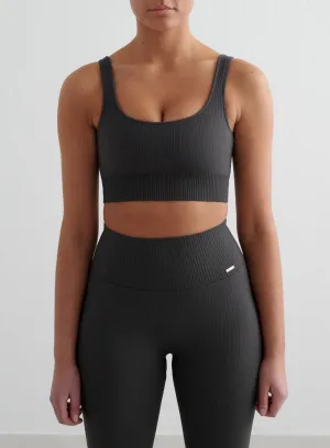 Personalized seams Shadow Grey Ribbed Seamless Bra