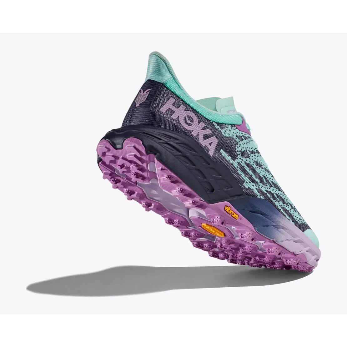 neutral trail running shoes Hoka Women's Speedgoat 5 Wide (Sunlit Ocean/Night Sky)