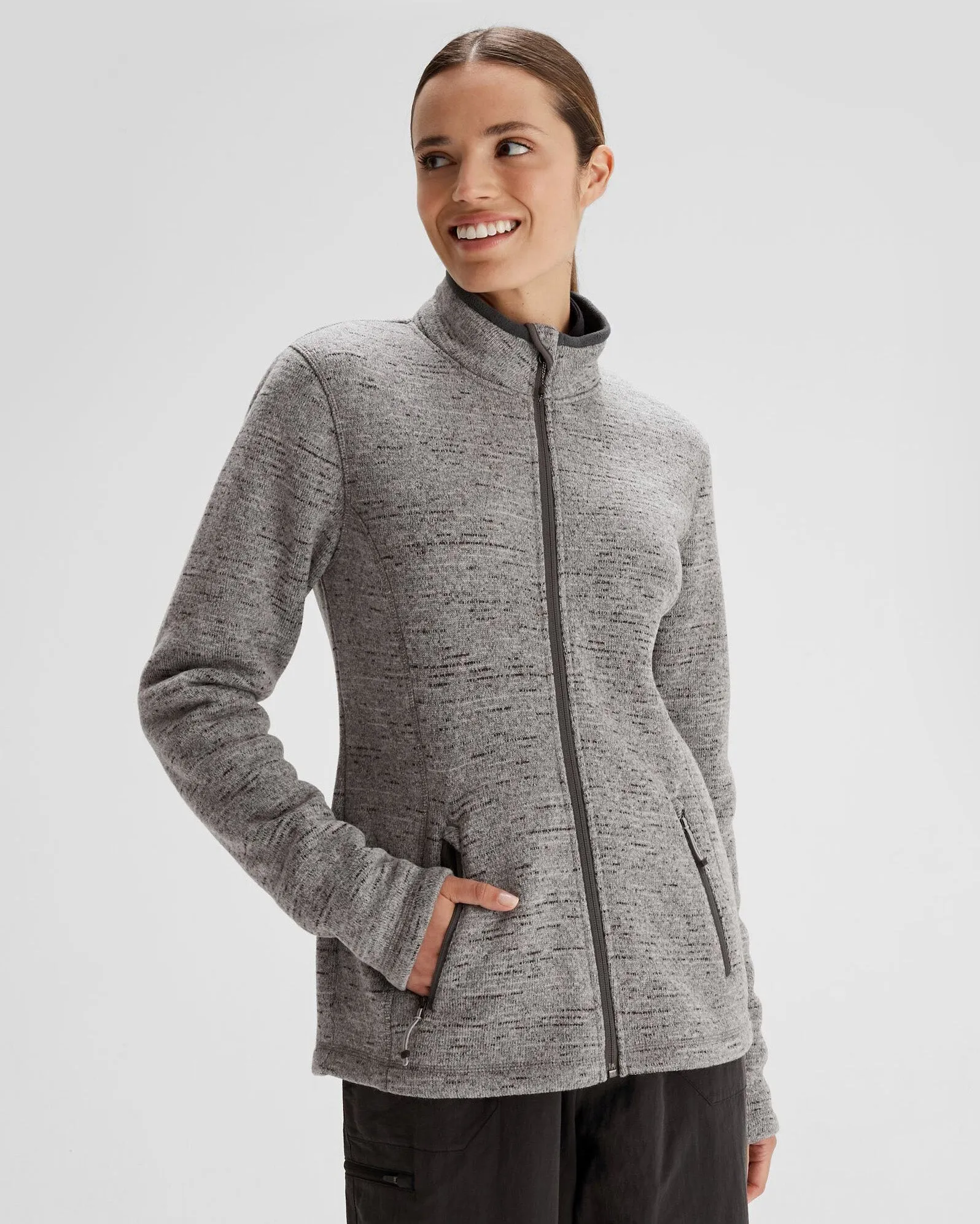 Translucent Soul Light Layer Women's Aikman Fleece Jacket - Steel Grey Marle Easy Wear