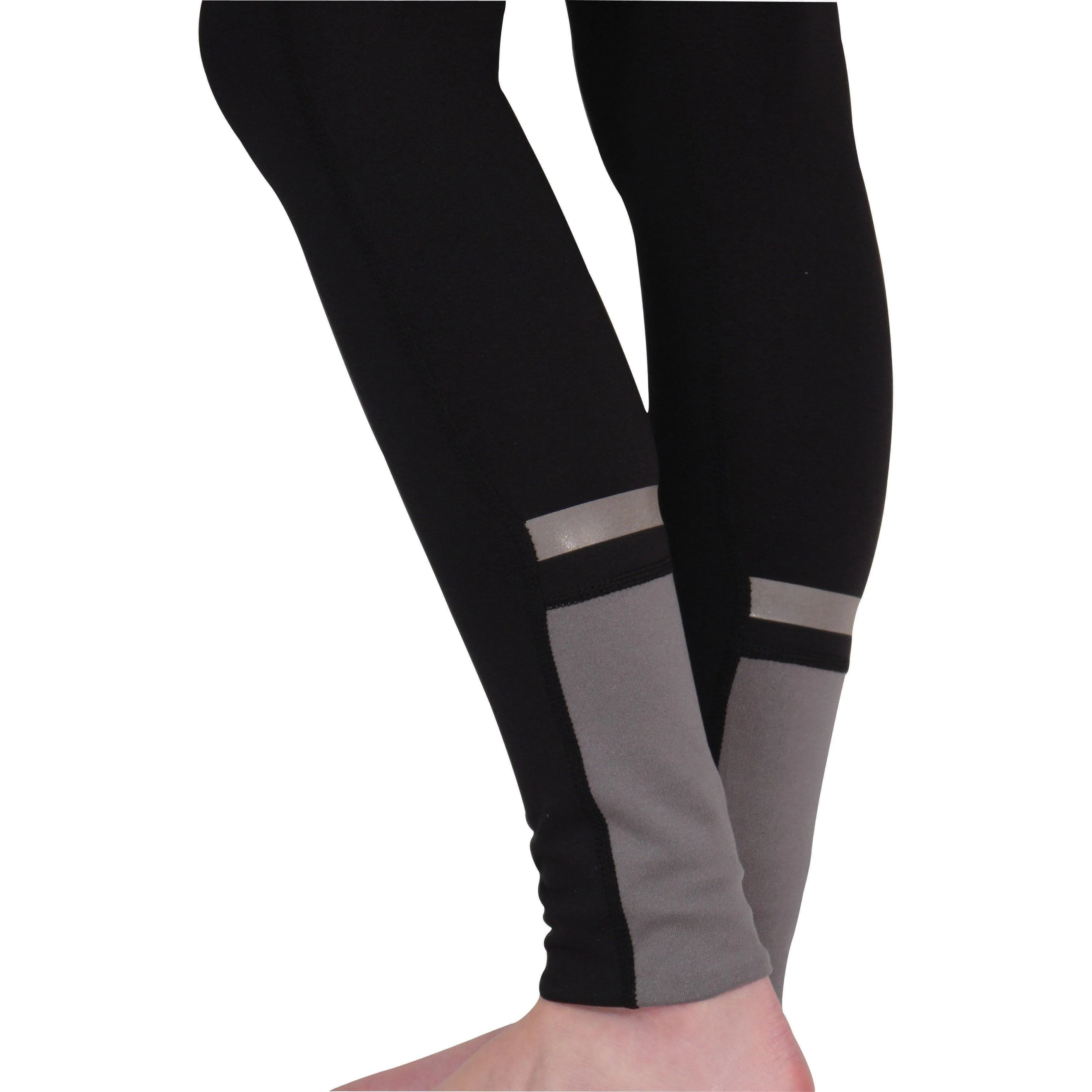 Urban Commuter Squat Proof Grip Band More Mile Power Womens Long Running Tights - Black