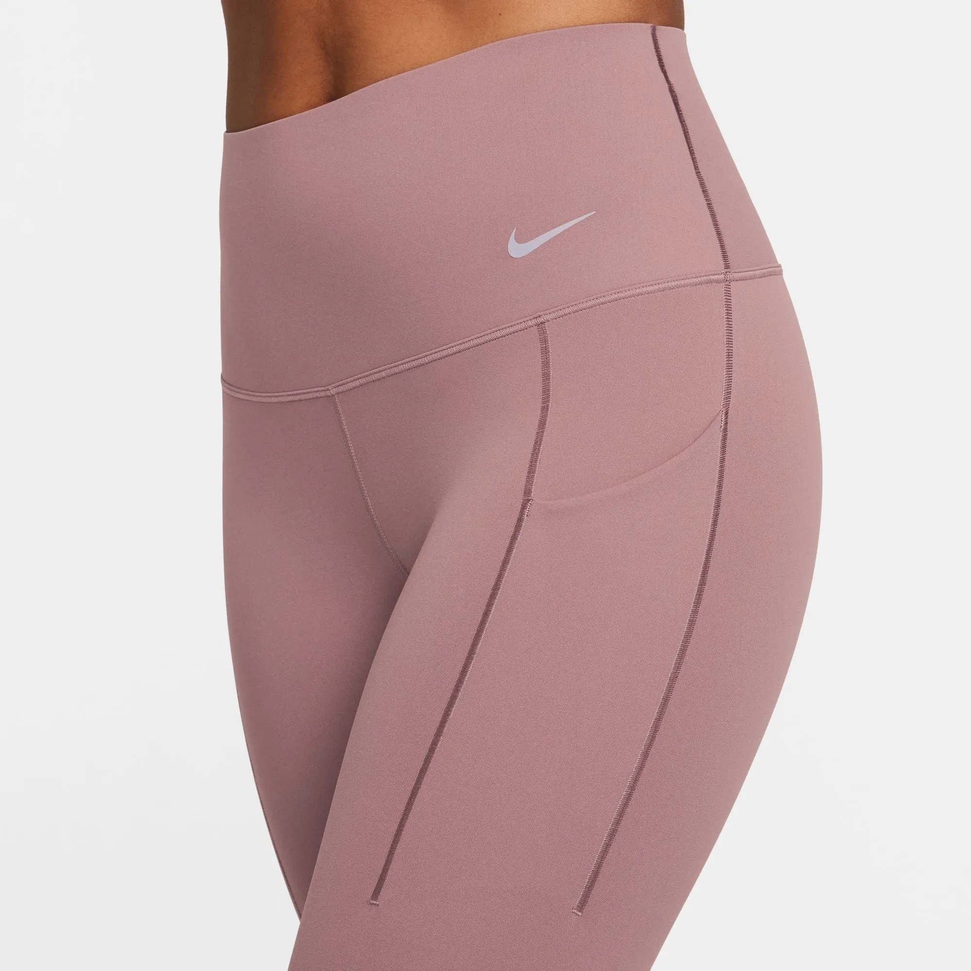 Reinforced Seams Nike Women's Universa Medium-Support High-Waisted Full Length Leggings Smokey Mauve / Black