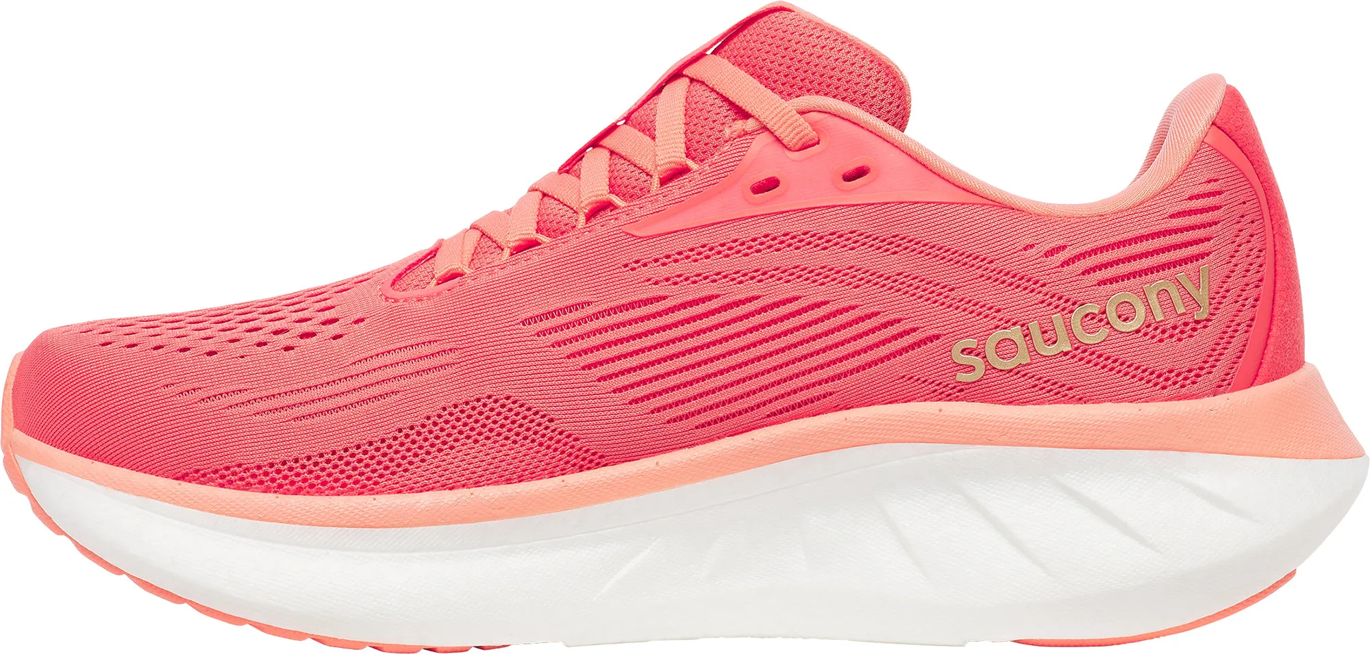 Foam Cushioning Virtual Coaching Saucony Ride 18 Womens Running Shoes - Pink