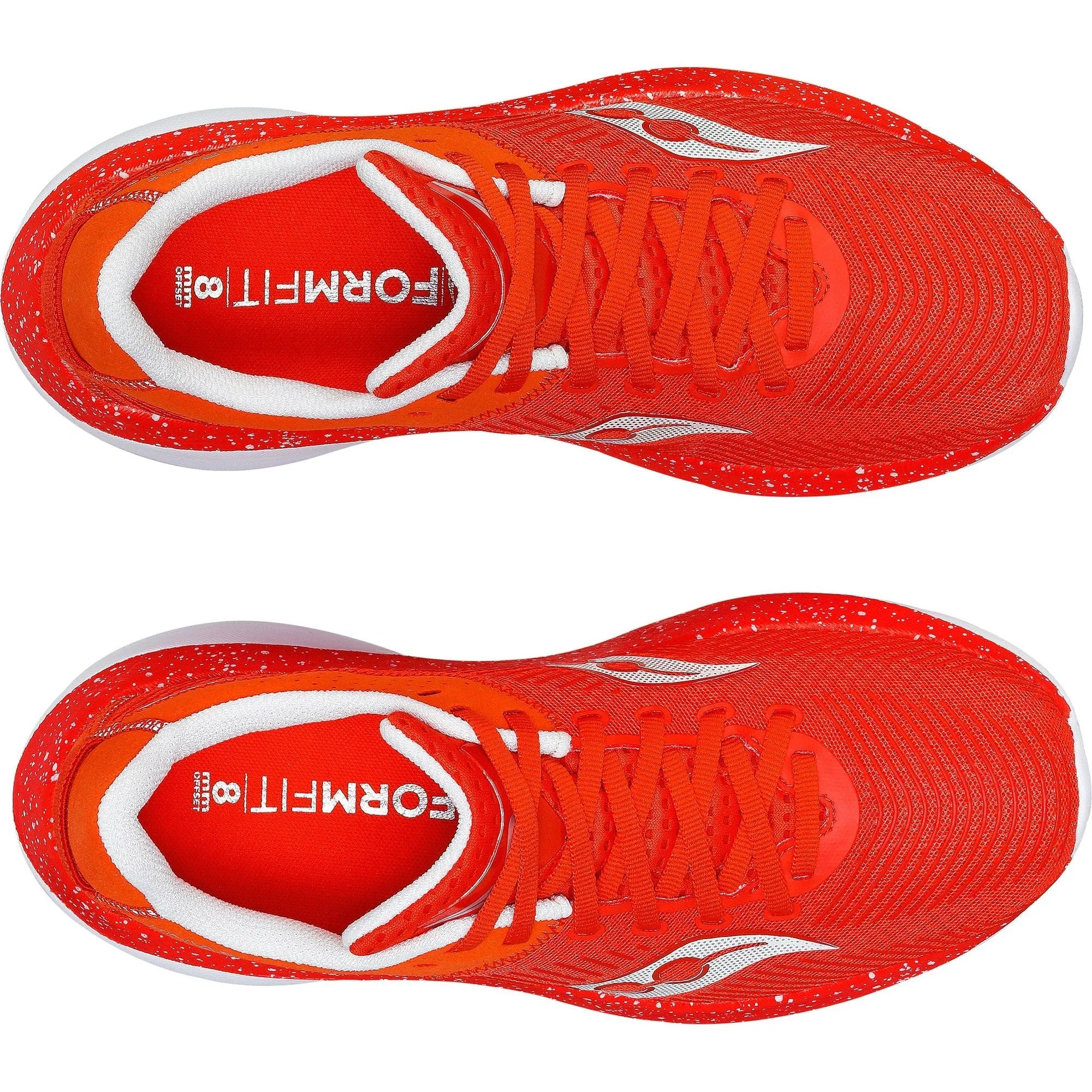 Saucony Kinvara Pro Womens Running Shoes - Red Flexible Rocker Sole running on an indoor track shoes