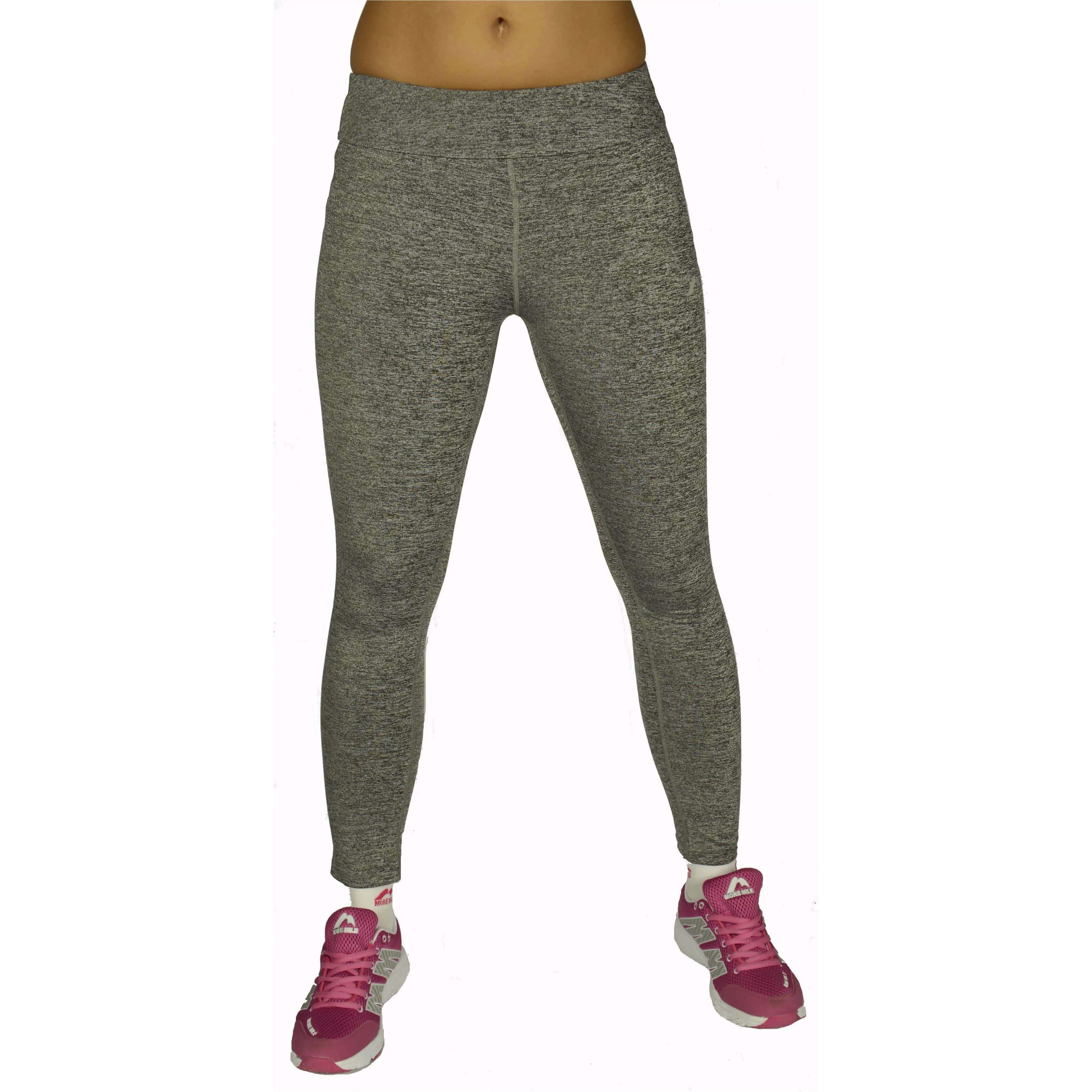 Comfortable and Sleek More Mile Heather Womens Training Tights - Grey