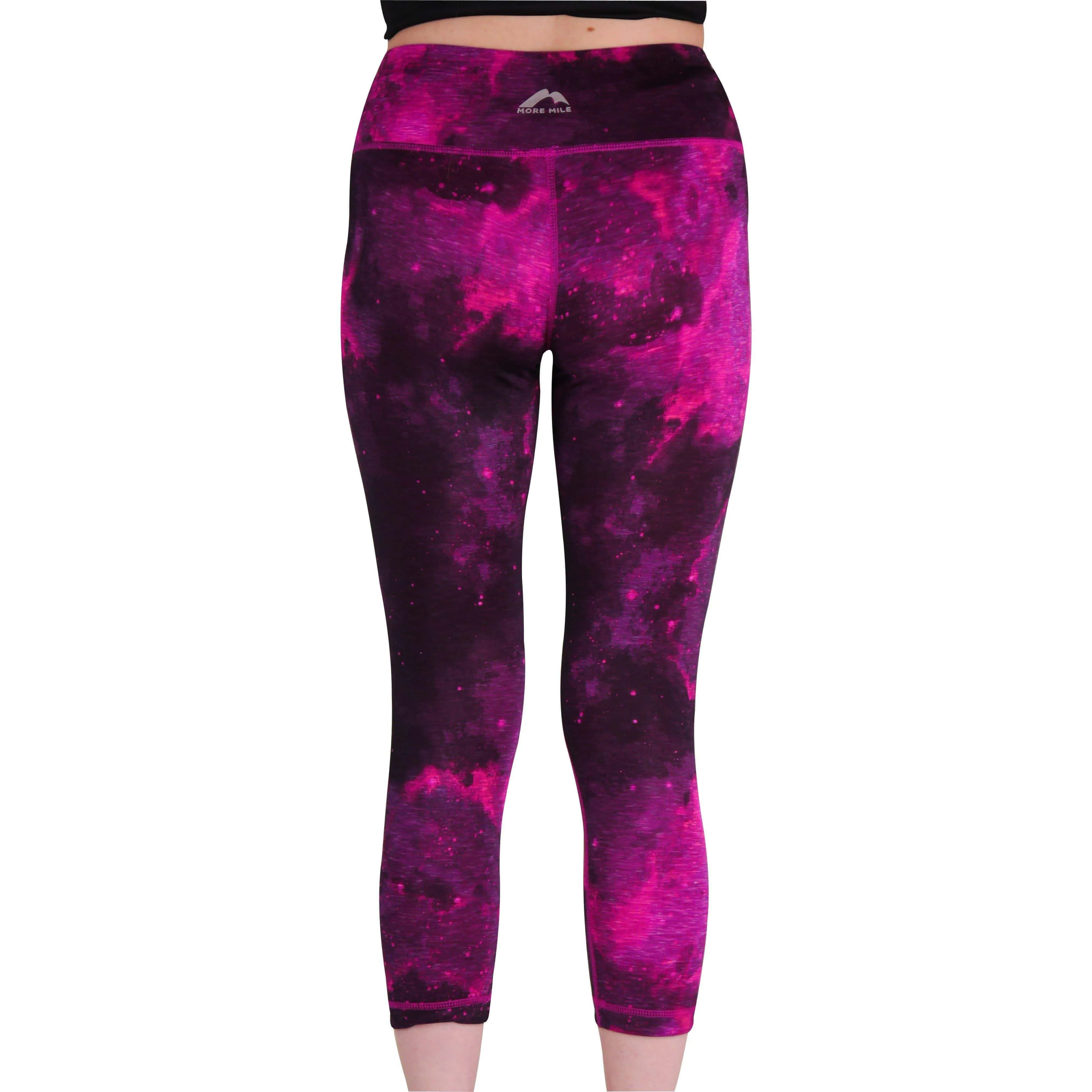 Dance Practice Rib Knit Shape Retain For Men More Mile Reversible Graphic Womens 3/4 Capri Running Tights - Pink