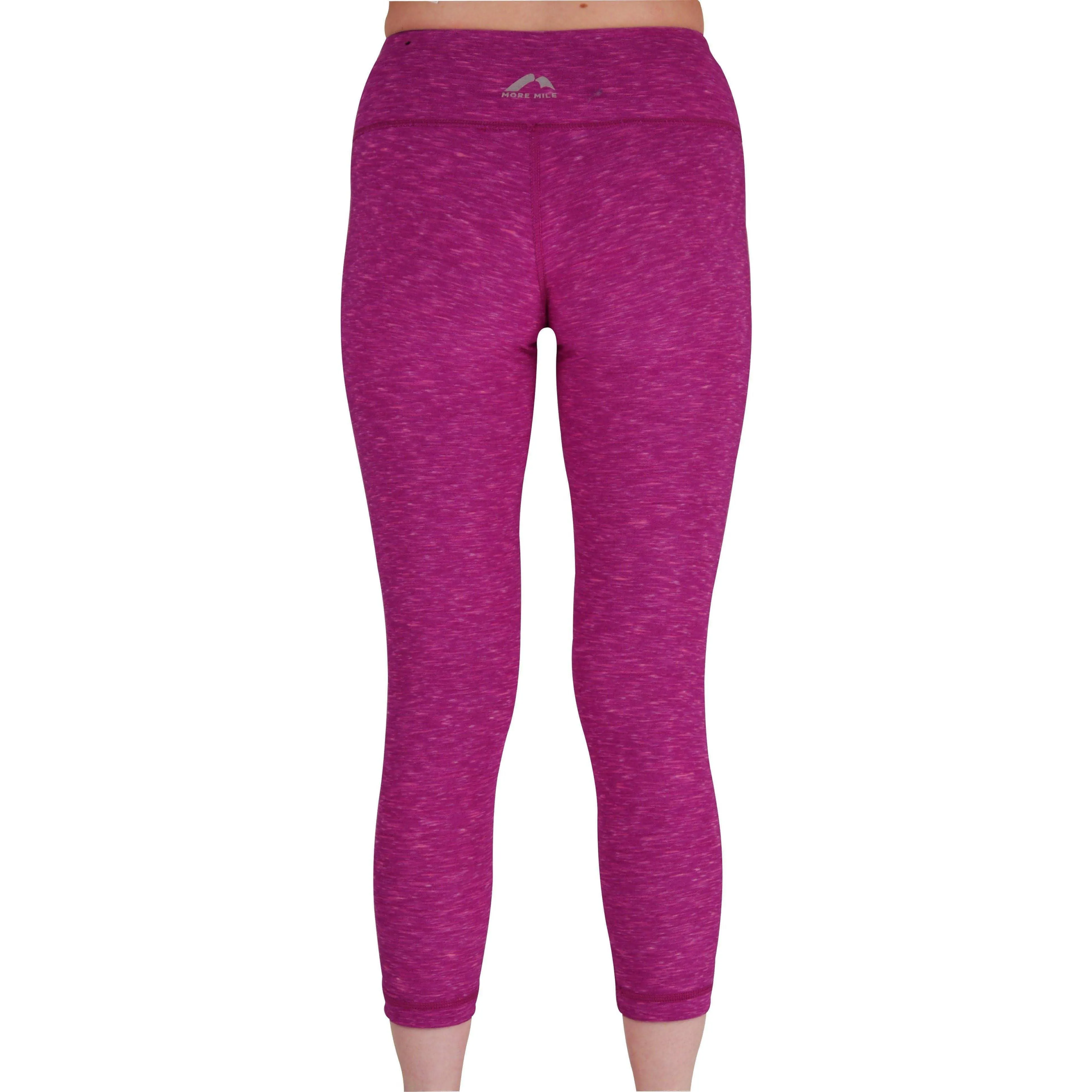 More Mile Reversible Graphic Womens 3/4 Capri Running Tights - Pink Soft Material Ultra Performance