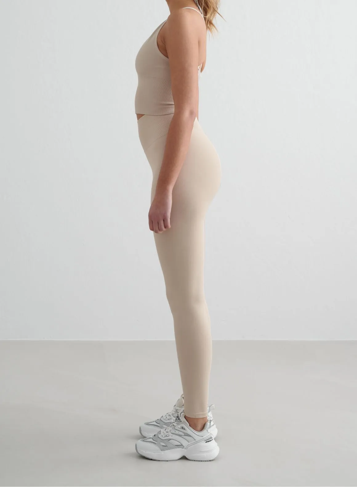 Clay Shape Seamless Tights & Cross Back Bralette Set Daily Flexible