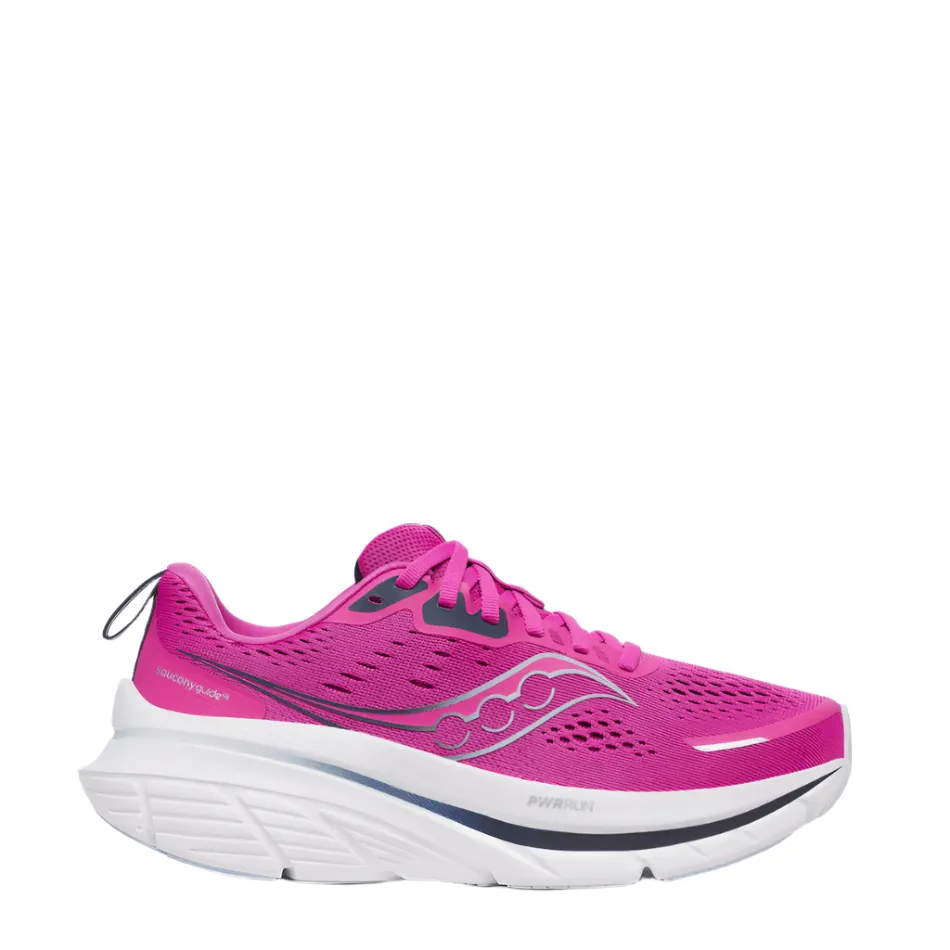 windy Body Balance Saucony Women's Guide 18 Running Shoes in Fuchsia/Navy SS25