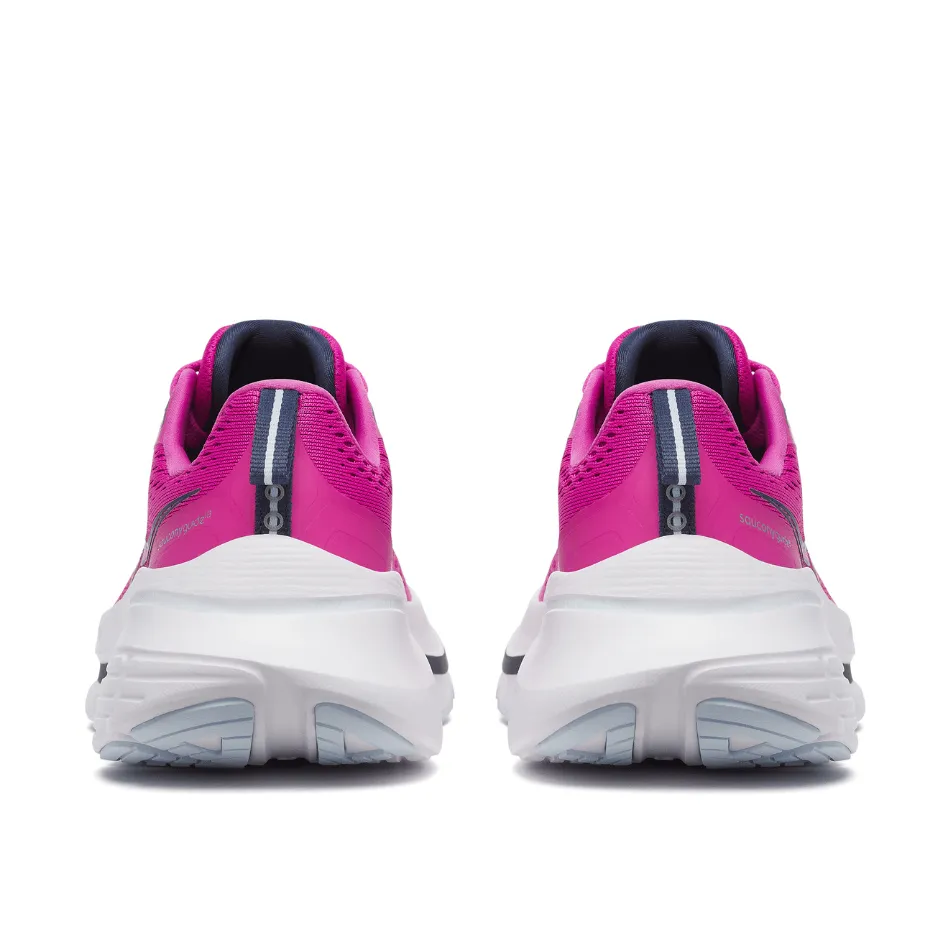 running in a stadium State - of - the - art Saucony Women's Guide 18 Running Shoes in Fuchsia/Navy SS25