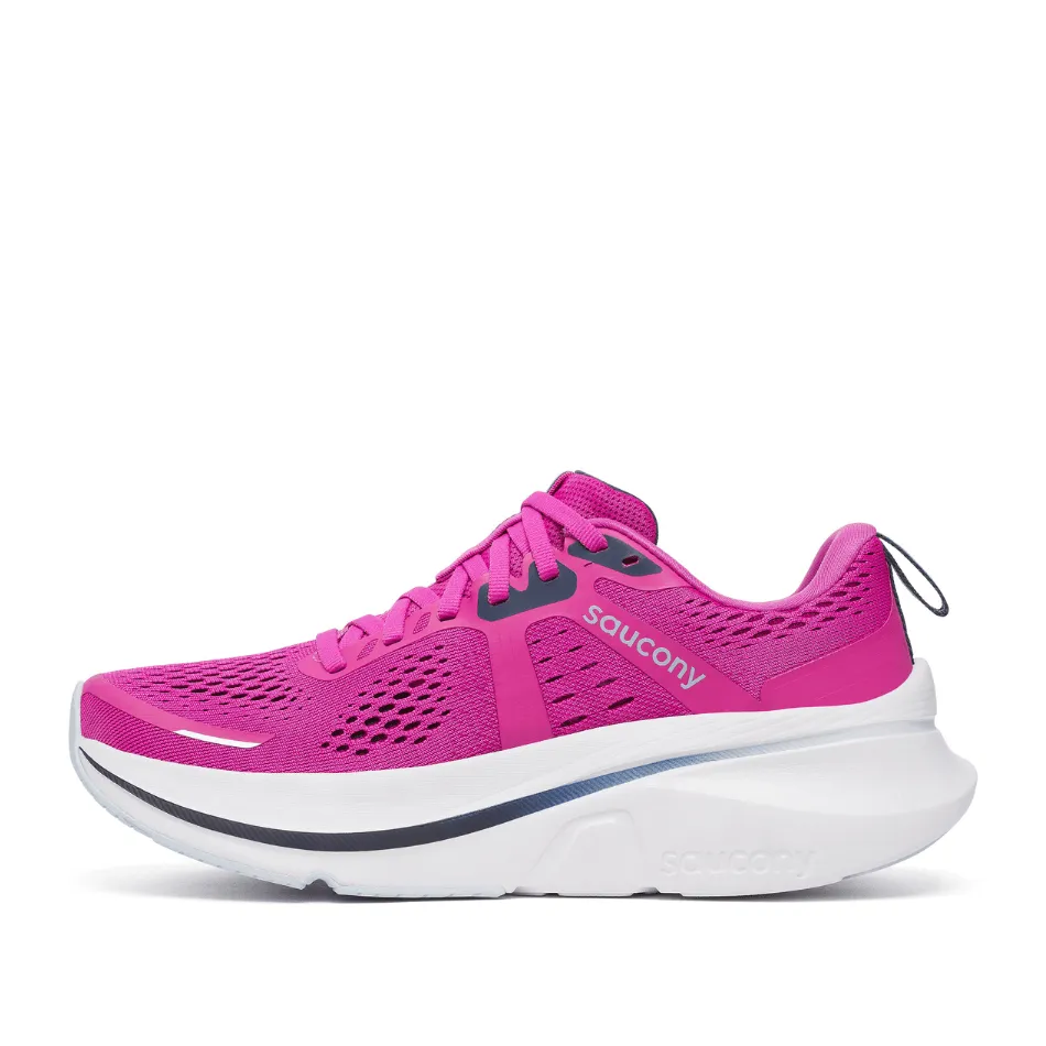 Saucony Women's Guide 18 Running Shoes in Fuchsia/Navy SS25 daily - running companion shoes Comfort - enhanced