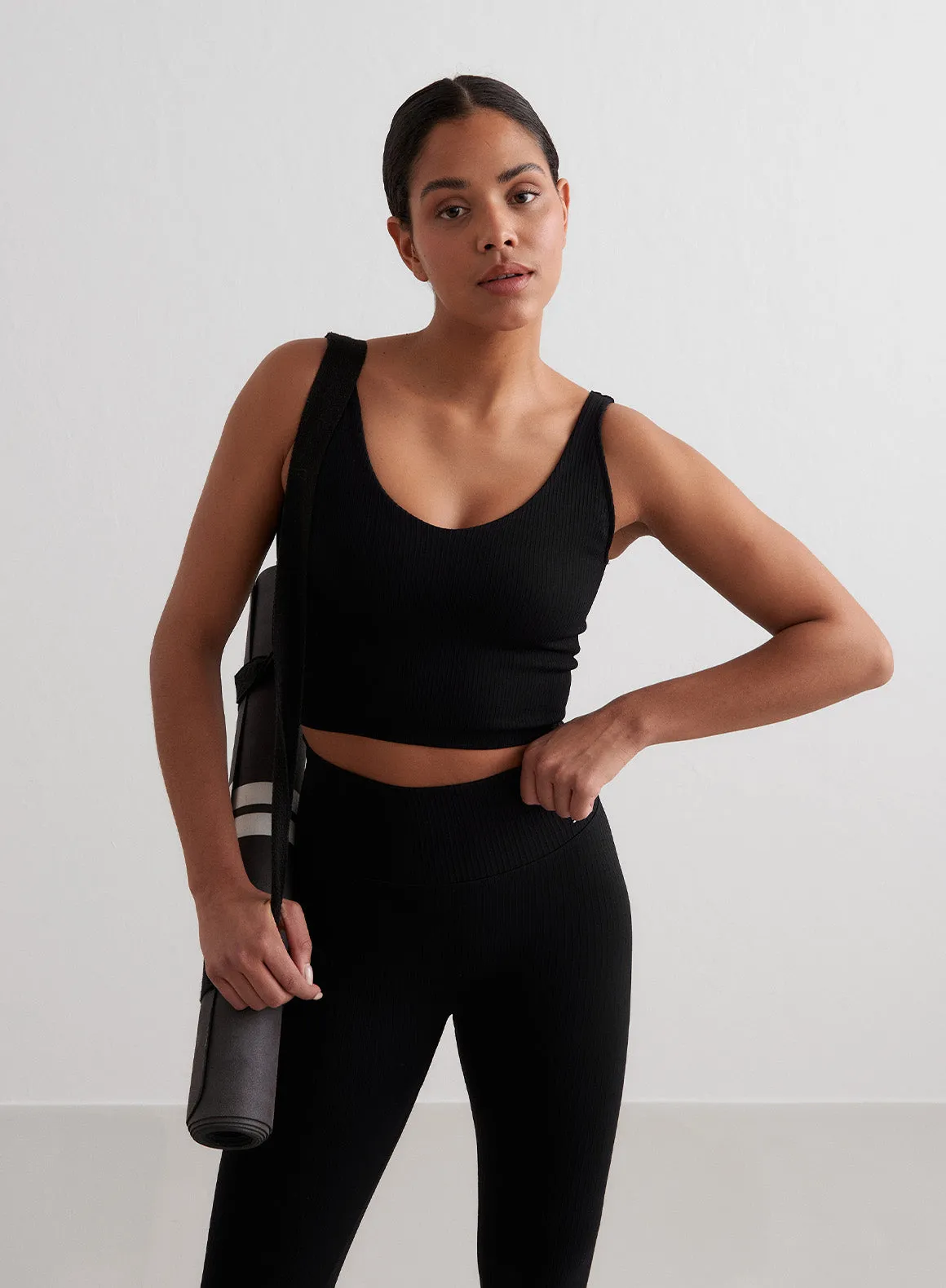 Fashion Active Black Ribbed Seamless Bralette