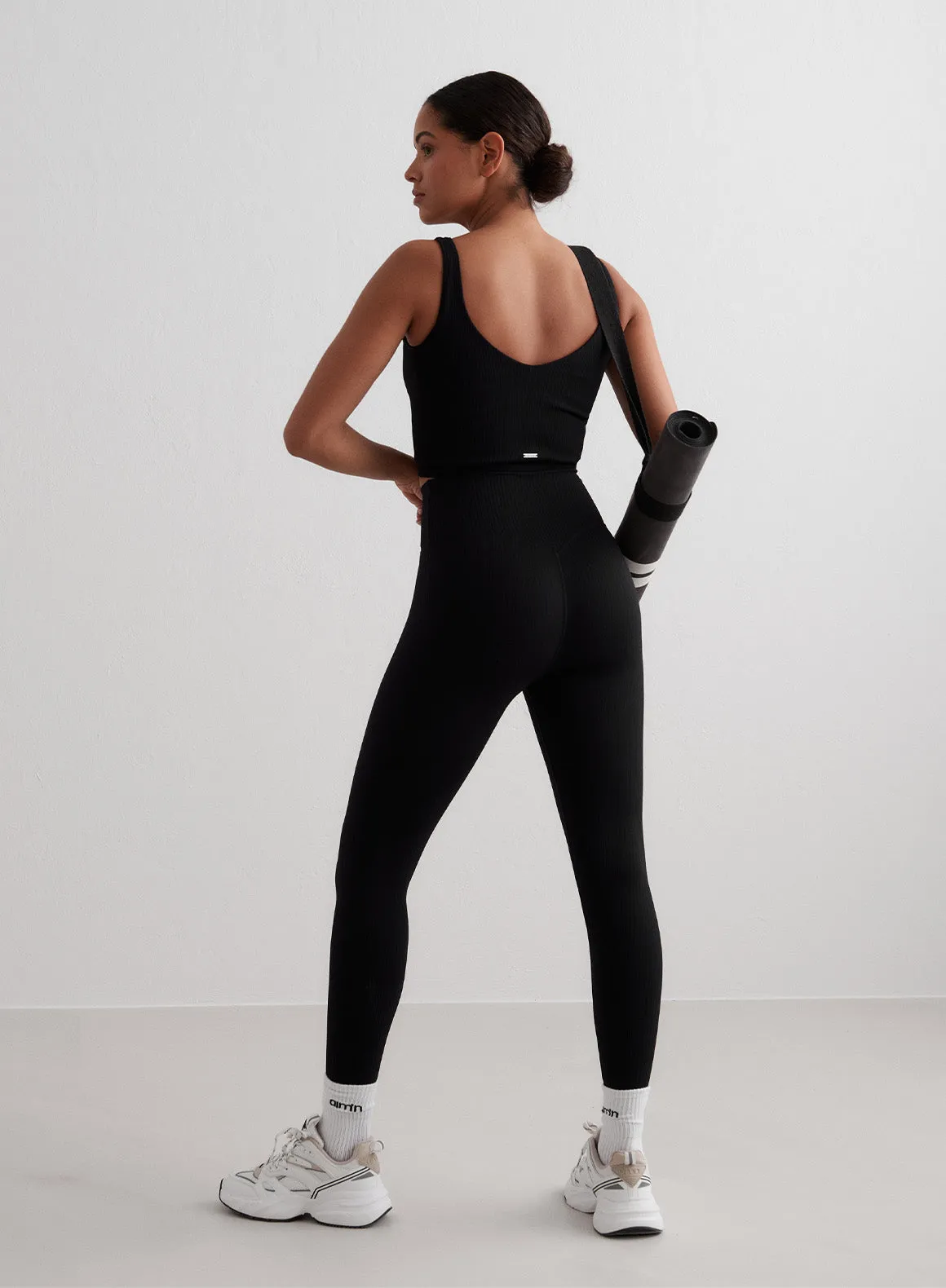 short term lease Stretchable Binding Black Ribbed Seamless Bralette