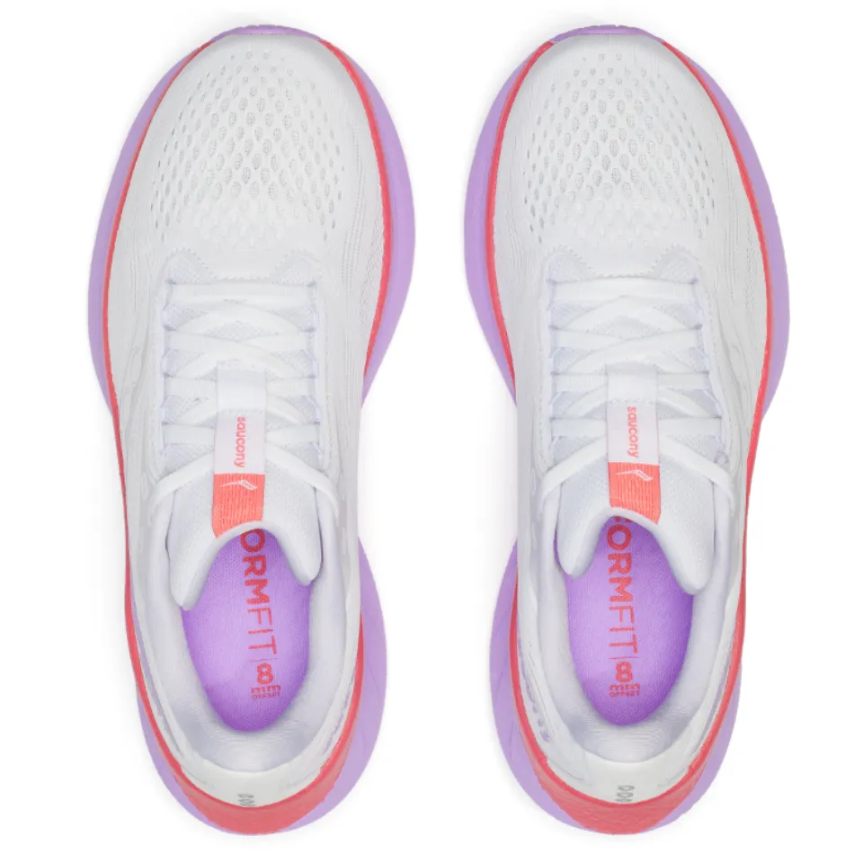 Multi Density Midsole private - label shoes Saucony Women's Ride 18 Running Shoes in White/Coral - Online Exclusive