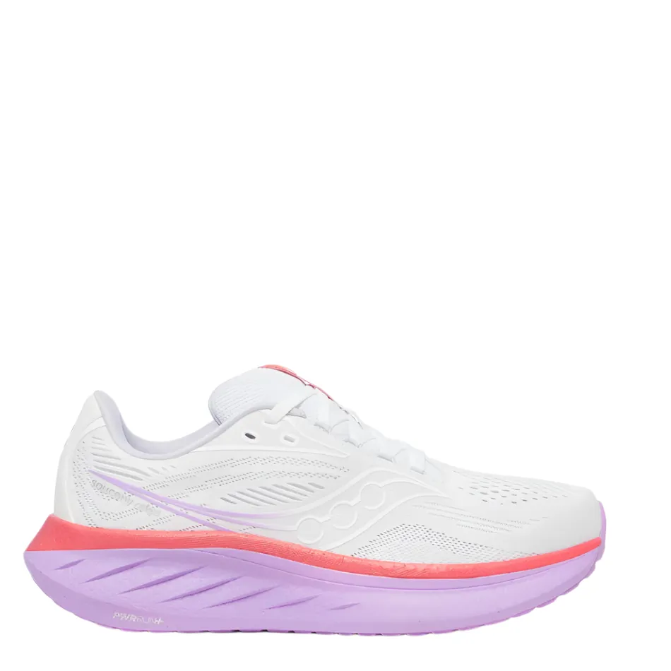 reliable - performance shoes Techy Design Saucony Women's Ride 18 Running Shoes in White/Coral - Online Exclusive