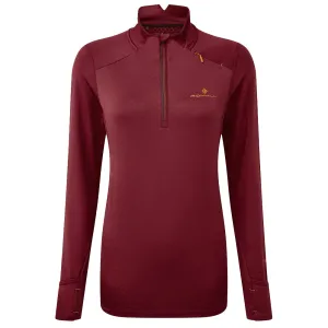 Ronhill Tech Prism Halfzip Long Sleeve Women's Running Top - Cabernet/Dune Tagless Comfort Holiday Outfit